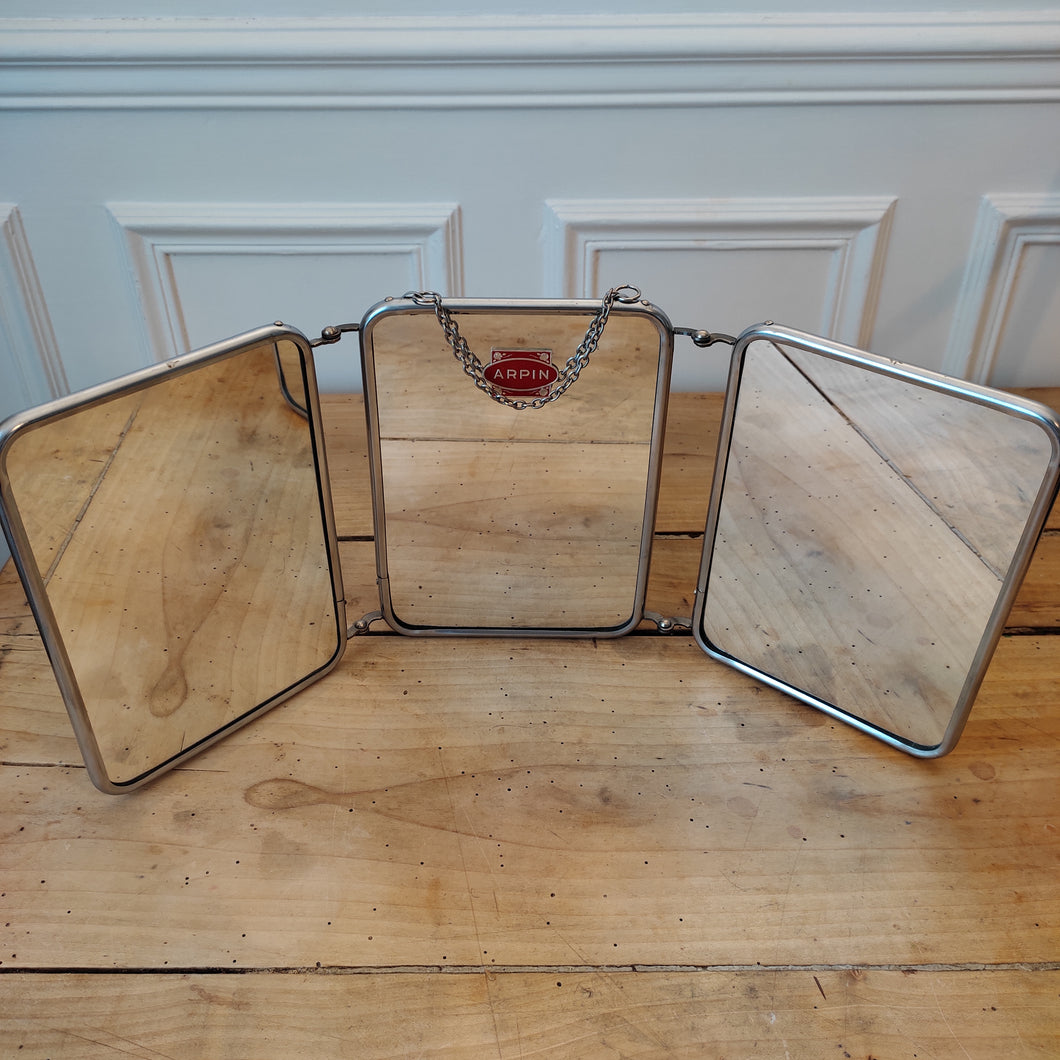 Miroir vintage de barbier tryptique ARPIN